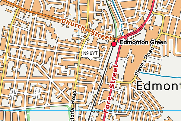 N9 9YT map - OS VectorMap District (Ordnance Survey)