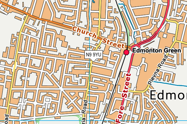 N9 9YU map - OS VectorMap District (Ordnance Survey)