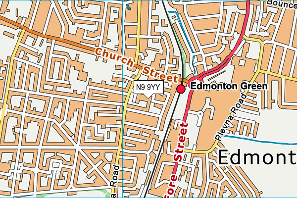 N9 9YY map - OS VectorMap District (Ordnance Survey)