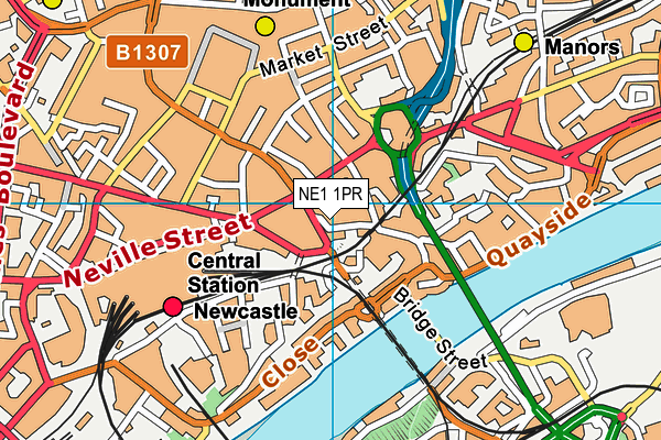 NE1 1PR map - OS VectorMap District (Ordnance Survey)