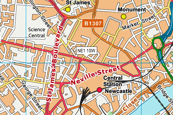 NE1 1SW map - OS VectorMap District (Ordnance Survey)