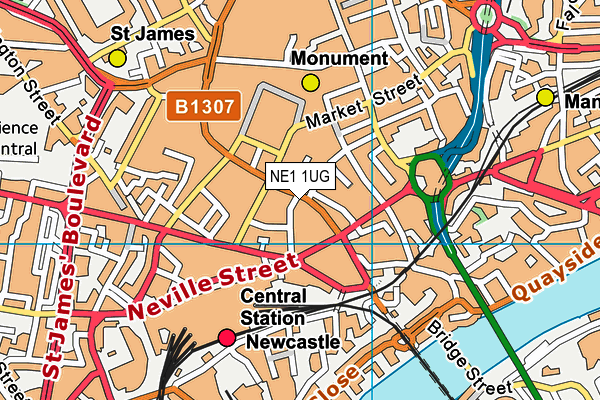 NE1 1UG map - OS VectorMap District (Ordnance Survey)