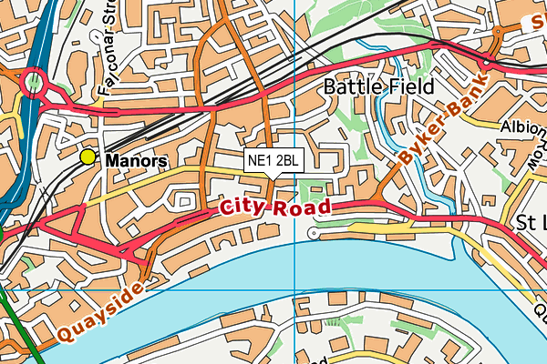 NE1 2BL map - OS VectorMap District (Ordnance Survey)