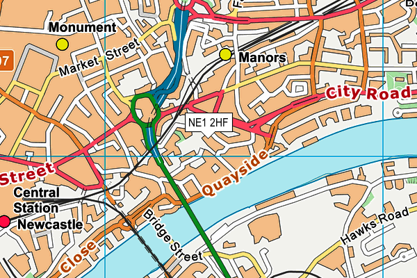 NE1 2HF map - OS VectorMap District (Ordnance Survey)