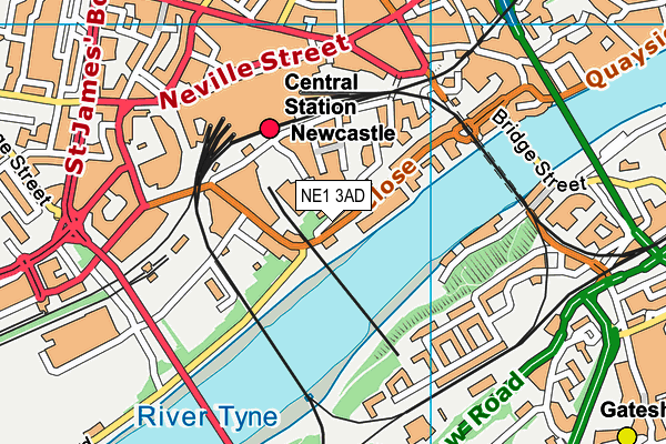 NE1 3AD map - OS VectorMap District (Ordnance Survey)