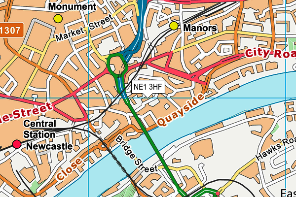 NE1 3HF map - OS VectorMap District (Ordnance Survey)