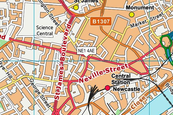 NE1 4AE map - OS VectorMap District (Ordnance Survey)