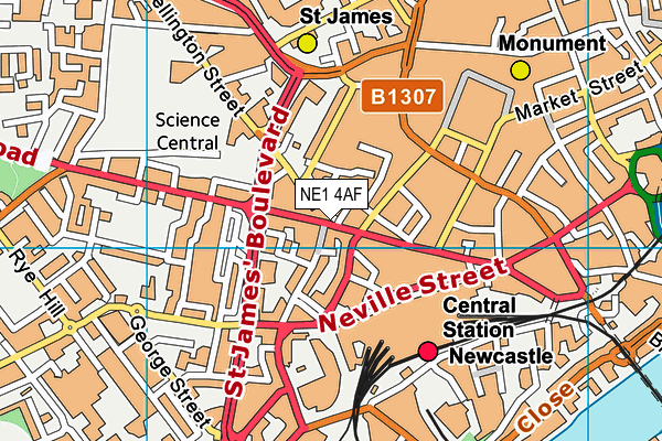 NE1 4AF map - OS VectorMap District (Ordnance Survey)