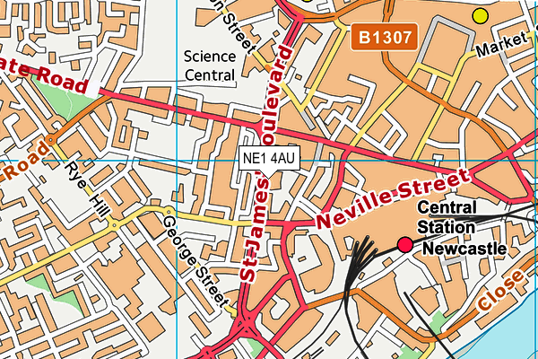 NE1 4AU map - OS VectorMap District (Ordnance Survey)