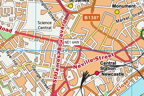 NE1 4AW map - OS VectorMap District (Ordnance Survey)