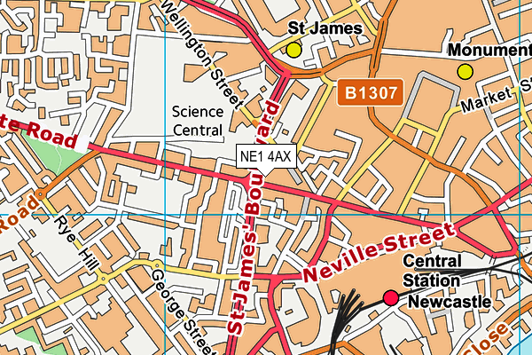NE1 4AX map - OS VectorMap District (Ordnance Survey)