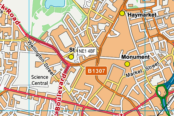 NE1 4BF map - OS VectorMap District (Ordnance Survey)