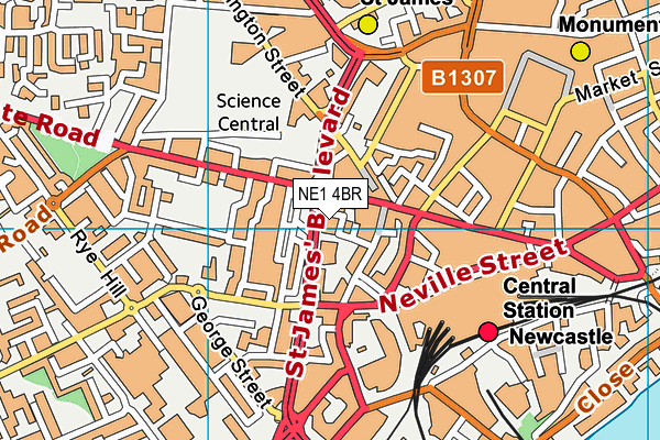NE1 4BR map - OS VectorMap District (Ordnance Survey)