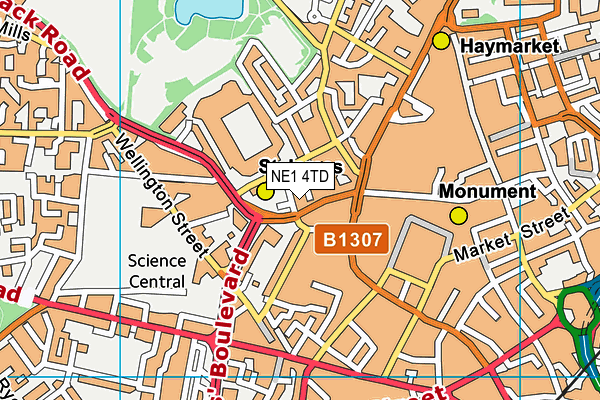 NE1 4TD map - OS VectorMap District (Ordnance Survey)