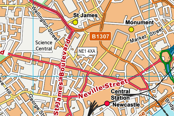 NE1 4XA map - OS VectorMap District (Ordnance Survey)