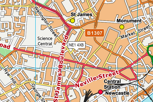 NE1 4XB map - OS VectorMap District (Ordnance Survey)