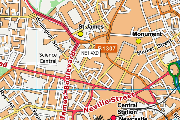 NE1 4XD map - OS VectorMap District (Ordnance Survey)