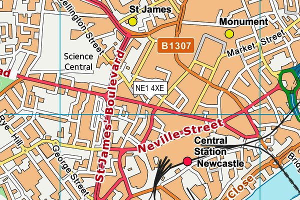 NE1 4XE map - OS VectorMap District (Ordnance Survey)