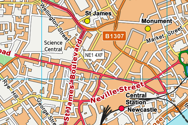 NE1 4XF map - OS VectorMap District (Ordnance Survey)