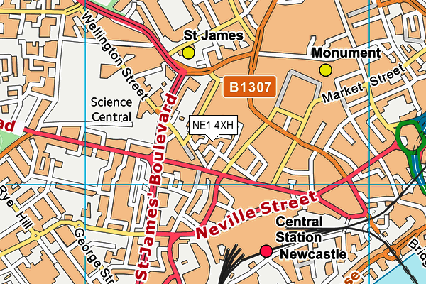 NE1 4XH map - OS VectorMap District (Ordnance Survey)