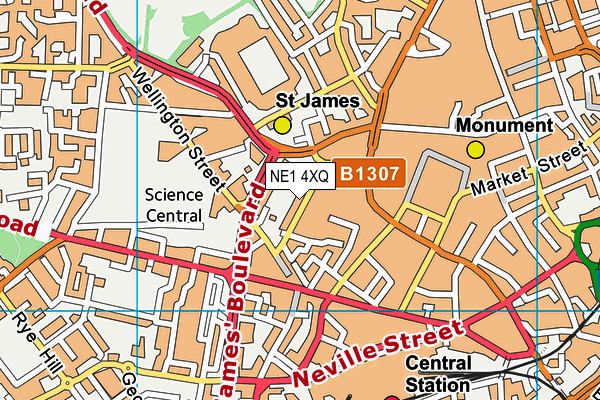 NE1 4XQ map - OS VectorMap District (Ordnance Survey)