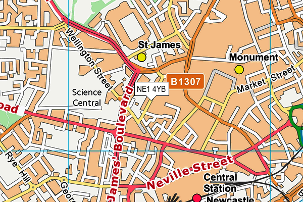 NE1 4YB map - OS VectorMap District (Ordnance Survey)