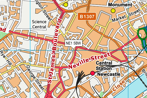 NE1 5BW map - OS VectorMap District (Ordnance Survey)