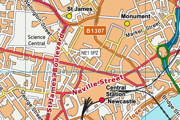 NE1 5PZ map - OS VectorMap District (Ordnance Survey)