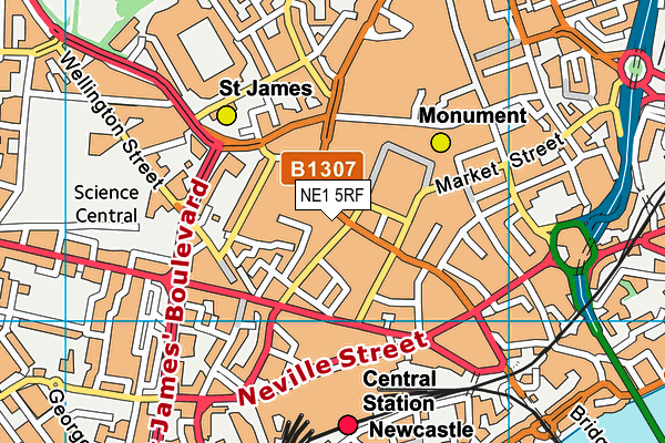The Gym Group (Newcastle City) map (NE1 5RF) - OS VectorMap District (Ordnance Survey)