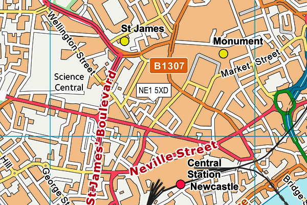 NE1 5XD map - OS VectorMap District (Ordnance Survey)