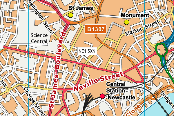 NE1 5XN map - OS VectorMap District (Ordnance Survey)