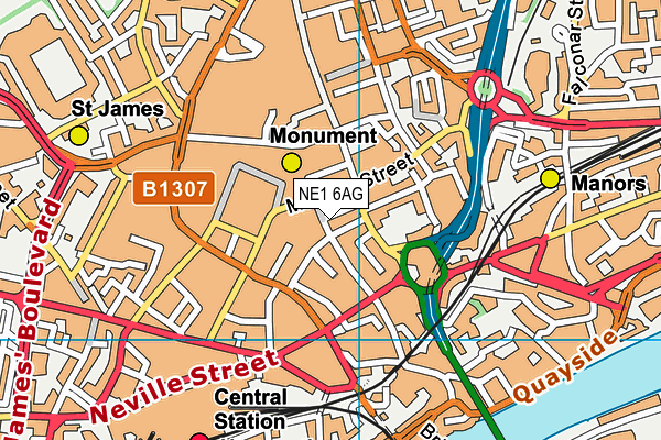 NE1 6AG map - OS VectorMap District (Ordnance Survey)