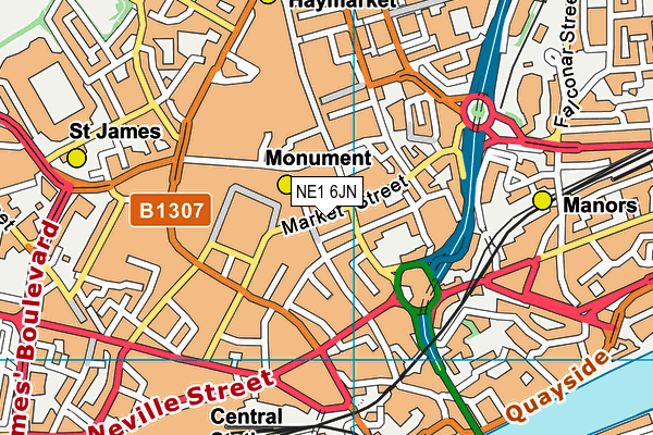 NE1 6JN map - OS VectorMap District (Ordnance Survey)