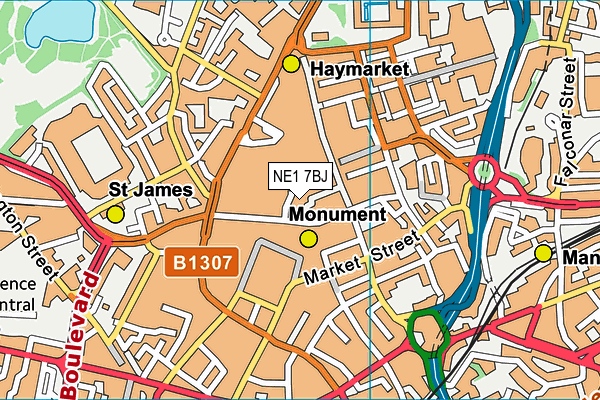 NE1 7BJ map - OS VectorMap District (Ordnance Survey)