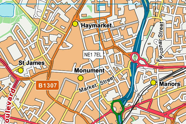 NE1 7EL map - OS VectorMap District (Ordnance Survey)