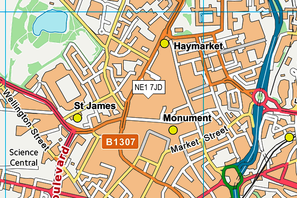 NE1 7JD map - OS VectorMap District (Ordnance Survey)