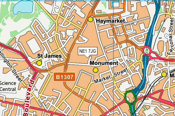NE1 7JG map - OS VectorMap District (Ordnance Survey)