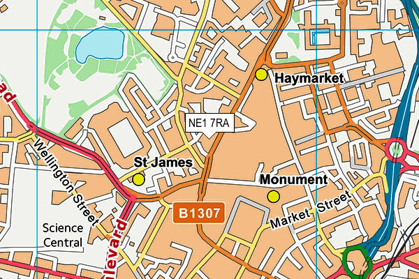 Puregym (Newcastle Eldon Garden) map (NE1 7RA) - OS VectorMap District (Ordnance Survey)