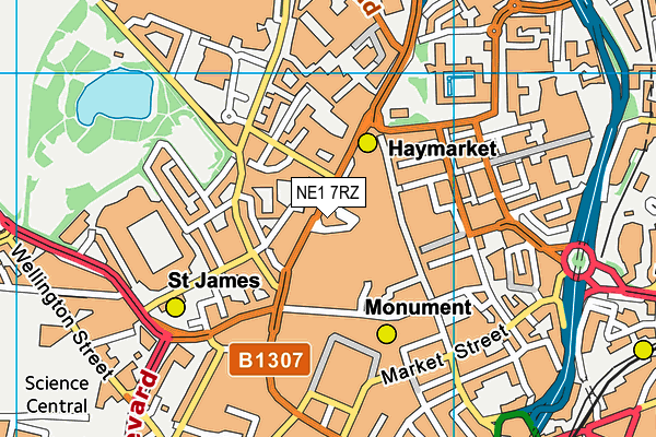 NE1 7RZ map - OS VectorMap District (Ordnance Survey)