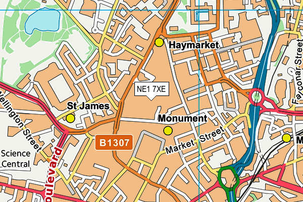 NE1 7XE map - OS VectorMap District (Ordnance Survey)