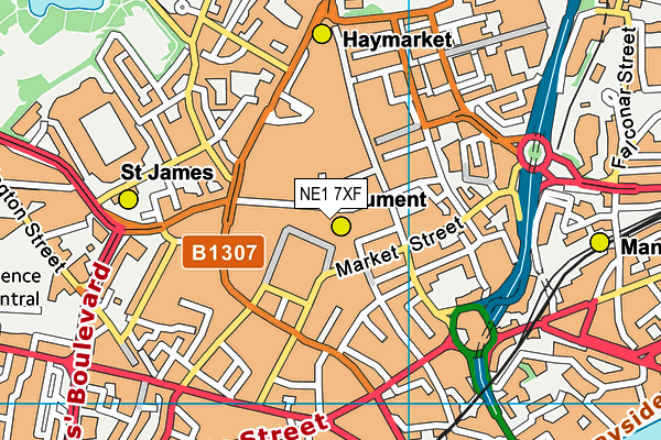 NE1 7XF map - OS VectorMap District (Ordnance Survey)