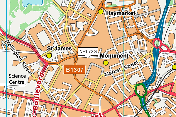 NE1 7XG map - OS VectorMap District (Ordnance Survey)