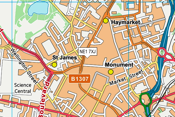 NE1 7XJ map - OS VectorMap District (Ordnance Survey)