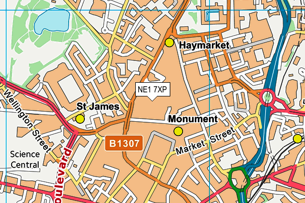 NE1 7XP map - OS VectorMap District (Ordnance Survey)