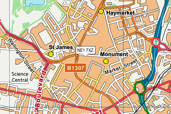 NE1 7XZ map - OS VectorMap District (Ordnance Survey)