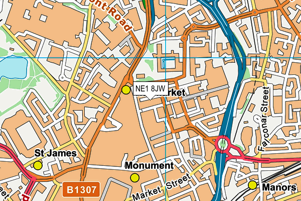 NE1 8JW map - OS VectorMap District (Ordnance Survey)