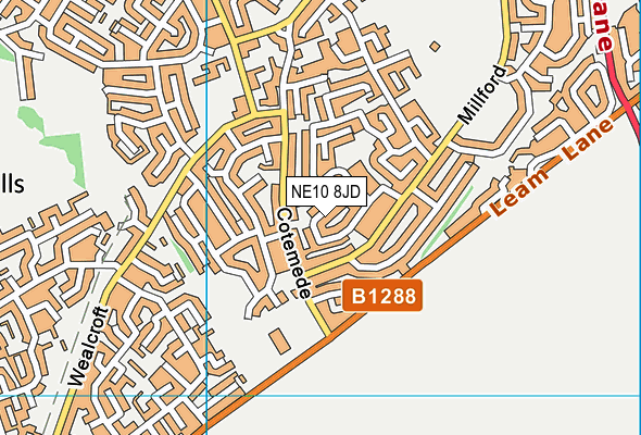 NE10 8JD map - OS VectorMap District (Ordnance Survey)