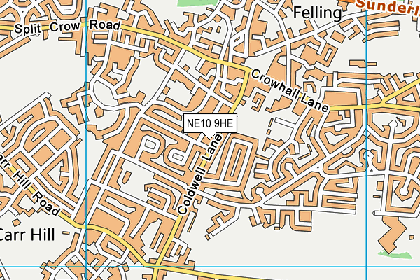 NE10 9HE map - OS VectorMap District (Ordnance Survey)