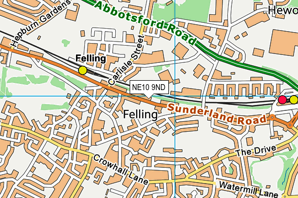 NE10 9ND map - OS VectorMap District (Ordnance Survey)