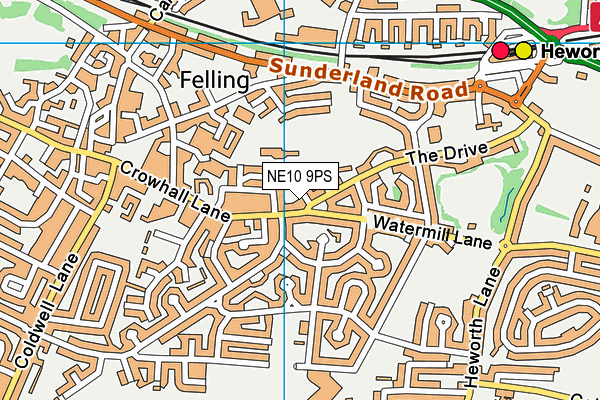 NE10 9PS map - OS VectorMap District (Ordnance Survey)